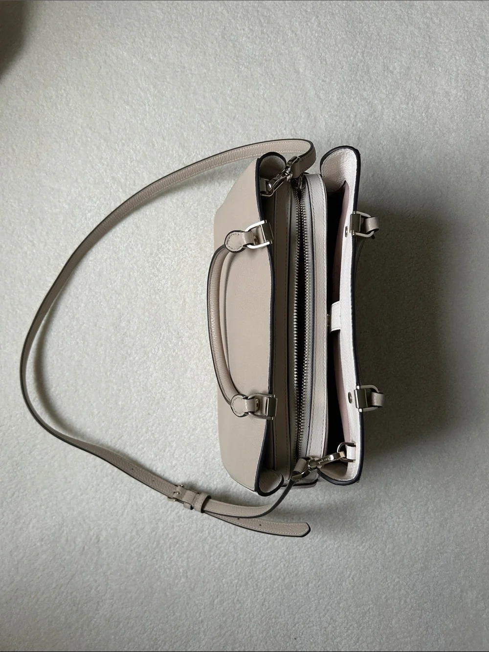 kate spade Pebbled Leather Satchel in Taupe
